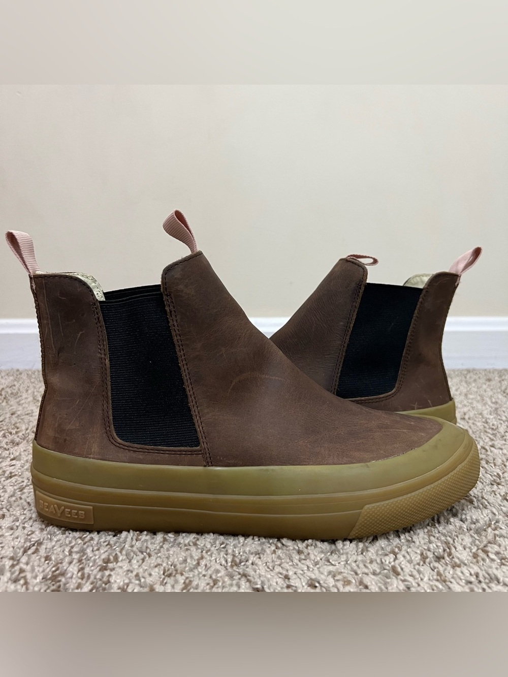 SeaVees Dirtbag Darling Chelsea Boots Fossil Rugged Workwear Leather Size 9.5